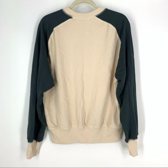 Daydreamer Tan Green Raglan Pullover Sweatshirt Small - Picture 2 of 6